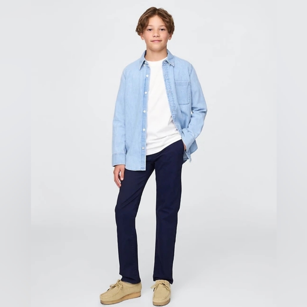 NWT Gap Boy's Uniform Straight-Fit Stretch Khakis Size: 18